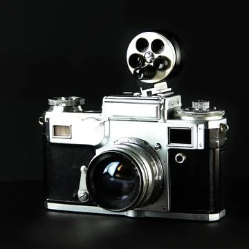 Old Soviet SLR analog camera. Stock Photos