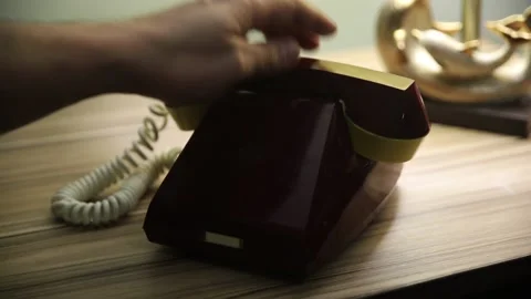 Old Soviet State Telephone, Man Picks Up The Receiver. Stock Footage 168153041