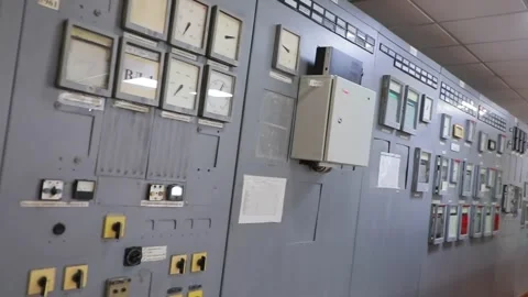 Old soviet switches in a heating station 2 Stock Footage 230642783