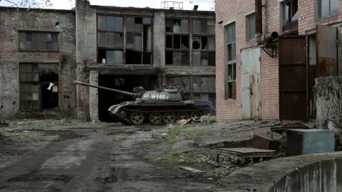 The old Soviet T-34 tank from World War II Stock Footage 76250630