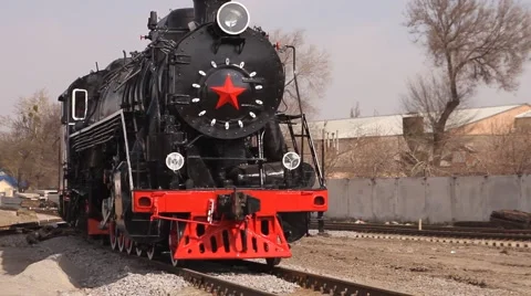 Old soviet train moving, slow motion Vídeos de archivo 47061496