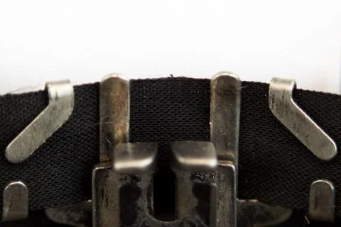 Old soviet typewriter close up. Filled in it blank sheet of paper without wor Stock Photos