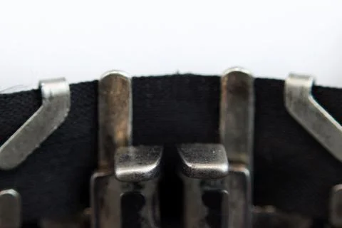 Old soviet typewriter close up. Filled in it blank sheet of paper without wor Stock Photos