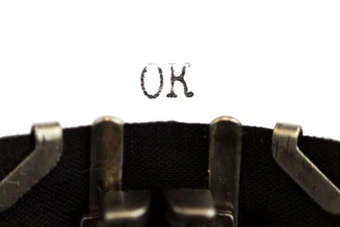 Old soviet typewriter close up. Filled in it blank sheet of paper with the wo Foto stock