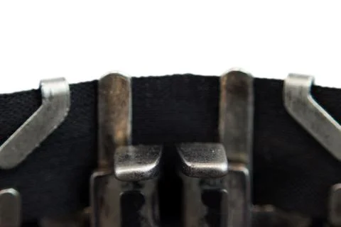 Old soviet typewriter close up. Filled in it blank sheet of paper without wor Stock Photos