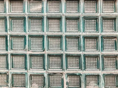 Old Soviet window from small windows. Dense glass. Texture Stock Photos