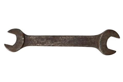 Old spanner isolated 库存照片