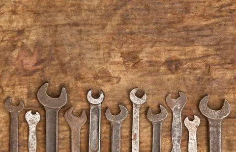Old Spanners Background Stock Photos