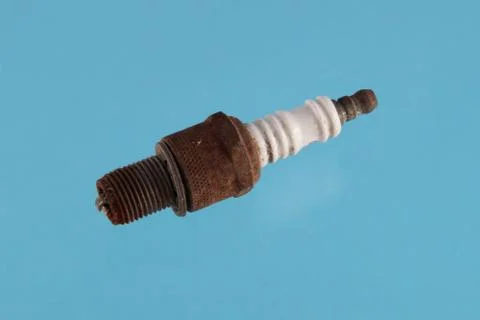 Old spark plug. Chromakey background. Stock Photos