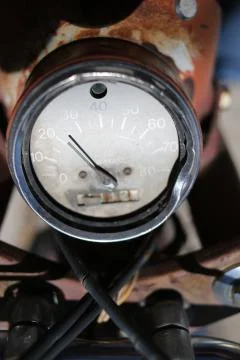 Old speedometer. Close up Stock Photos