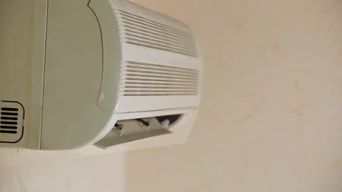 Old Split Air Conditioner Start Blowing Stock Footage 157479630