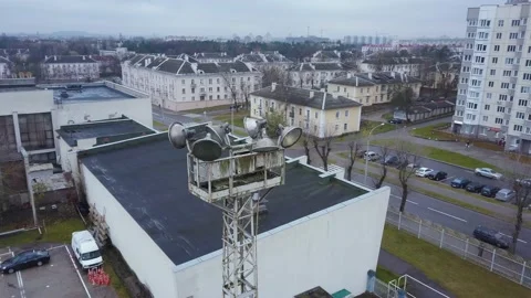 Old spotlight in the stadium. Stock Footage 153374944