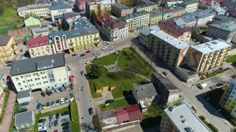 Old Square Of Freedom Sanok Plac Wolnosci Aerial View Poland Stock Footage
