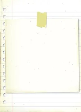 Old square notepaper with stains effect stick on old lined paper size A4 ba.. Stock Illustration