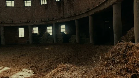 An old stable with large windows. Stock Footage 89785864