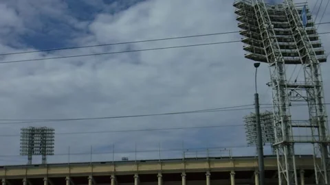 Old stadium spotlights Stock Footage 241514431