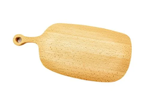 Old stained clean empty rectangular wooden cutting board isolated on white in Foto stock