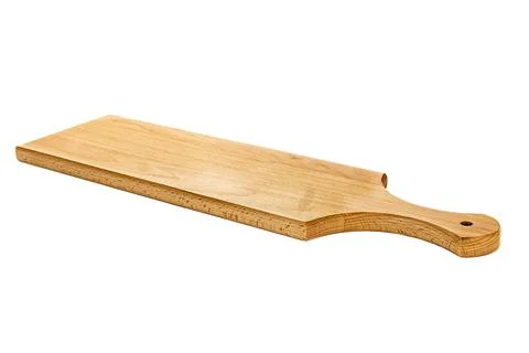 Old stained clean empty rectangular wooden cutting board isolated on white in Stock Photos