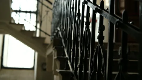 Old staircase in the house, steps and railings Stock-Footage 302297822