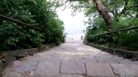 Old stairs down Stockbeeldmateriaal 90540439