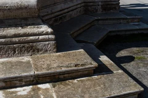Old stairs structure close up. Shadows and patterns Stock Photos