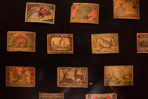 Old stamp collection Stock Illustration