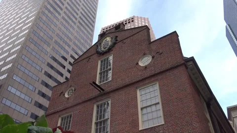 Old State House Surrounded by Modern Skyscrapers, Boston, Massachusetts, USA Stock Footage 346753849