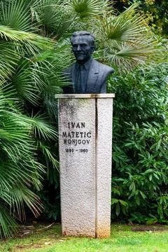 Old statue of Istrian composer Ivan Matetic Ronjgov near Rijeka in Croatia Foto stock