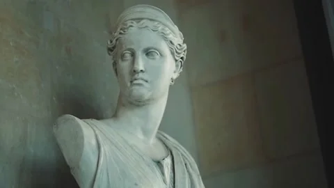 Old statue of marble and placed in historical museum on white background Stock Footage 140374744