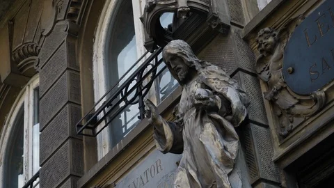 Old statue of saint Stock Footage 120532120