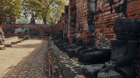 Old statues of Buddha - Ayutthaya Stock Footage 176157928