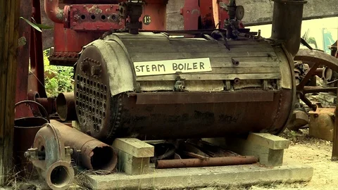 Old steam boiler Stock Footage 90219004