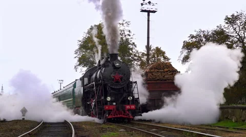 Old Steam Starts to Move Stock Footage 56854815