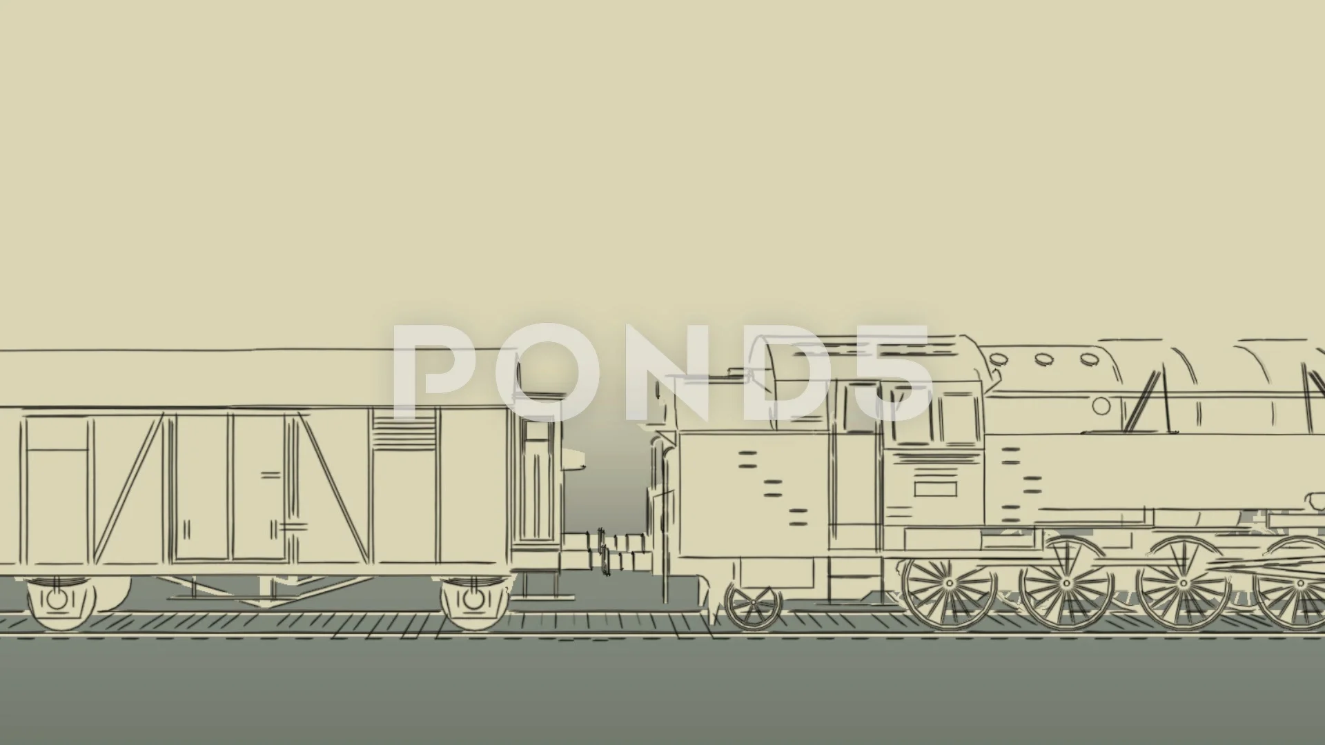 Old steam train cartoon sketch animation | Stock Video | Pond5