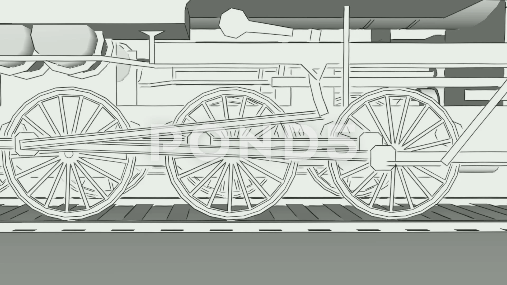 Old steam train close-up outline sketch ... | Stock Video | Pond5
