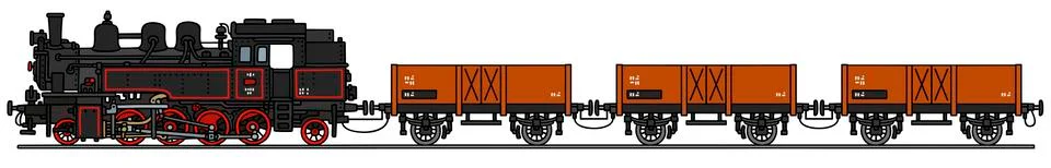 Old steam train Stock Illustration