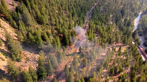 Old Steam Train Mountainside-2 Stock Footage 194384367