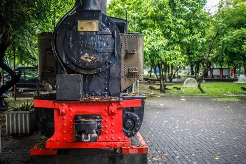An Old Steam Train in a Museum Stock Photos