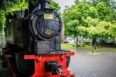 An Old Steam Train in a Museum Stock Photos