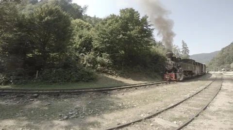 Old steam train starts moving, Romania, Valea Vaserului 스톡 동영상 65633257