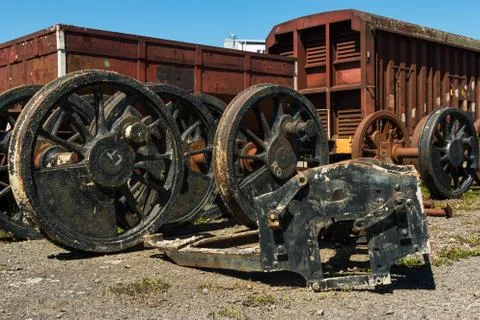 Old steam train wheels Stock Photos