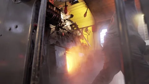 Old steam train workers Stock Footage 170137144