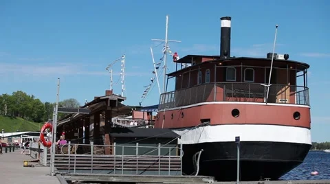 Old steamer at the pier Stock Footage 41792463