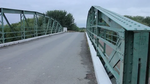 Old steel bridge Stock Footage 98467016