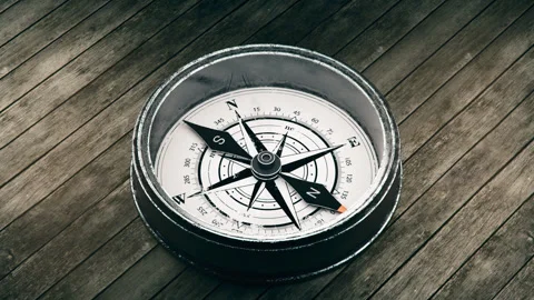 Old Steel Compass Video stock 313997142