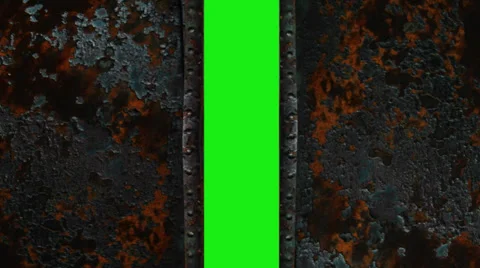 Old steel gate opens and closes - green screen Vidéo 33734823