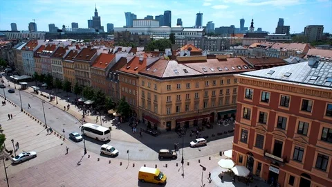 Old steets in Warsaw from the top Stock Footage 77265758