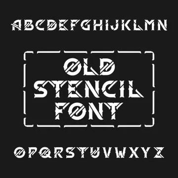 Old stencil alphabet vector font Stock Illustration