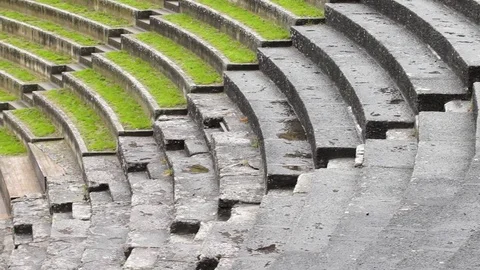 Old steps in Amphitheater Stock Footage 76005013