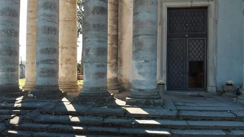 Old Steps and Pillars Near the Old Catholic Church Stock Footage 99502559